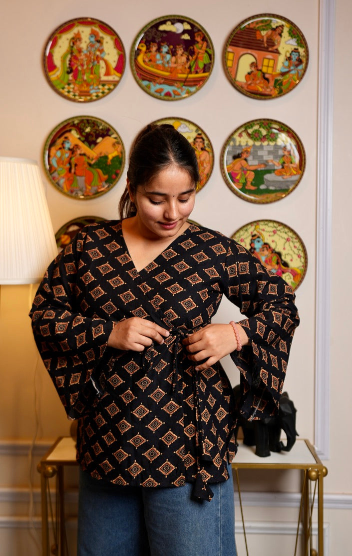 Noor - Black fusion short Kurti for women