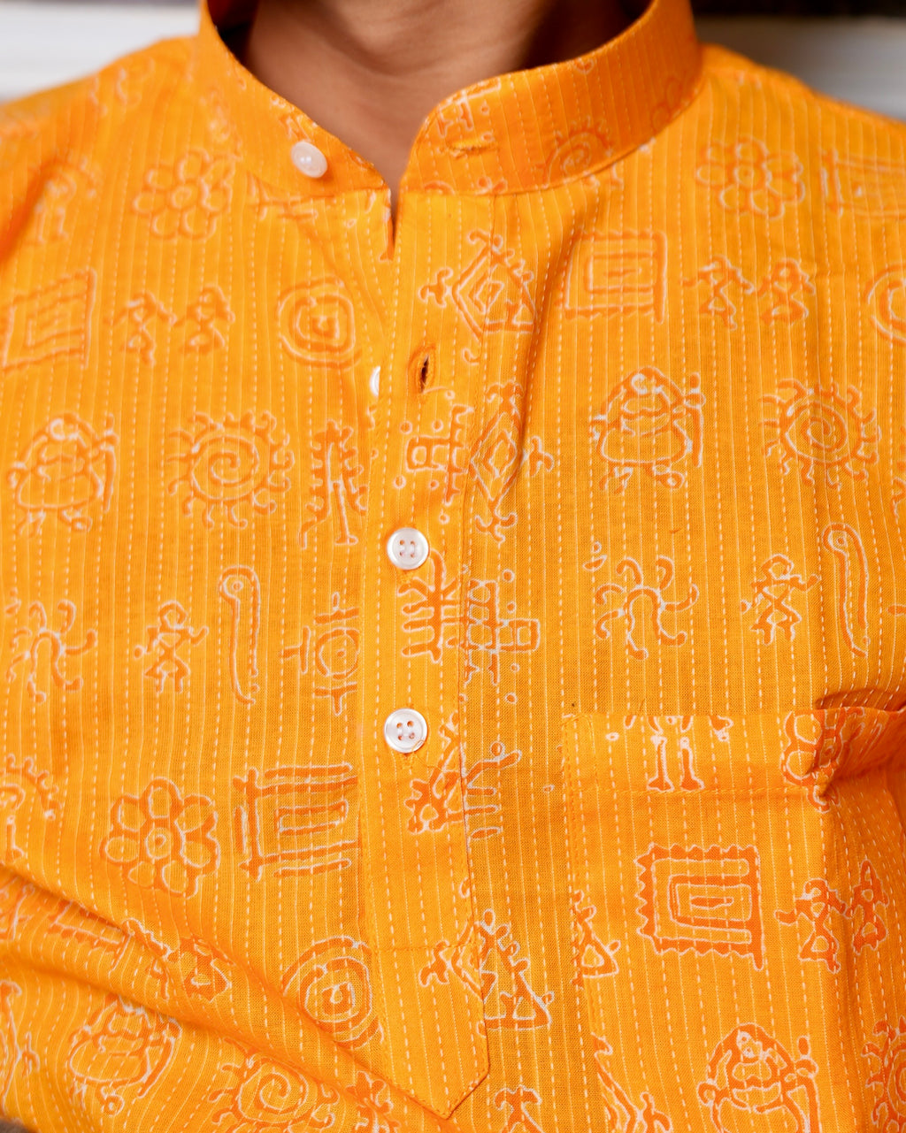 Utsav - Yellow festive short kurta for men