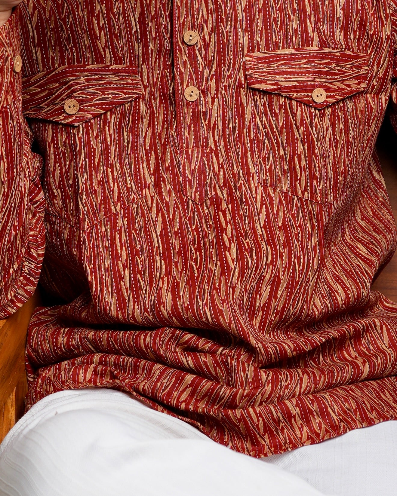 Shahenshah - maroon pathani short kurta kurta for men