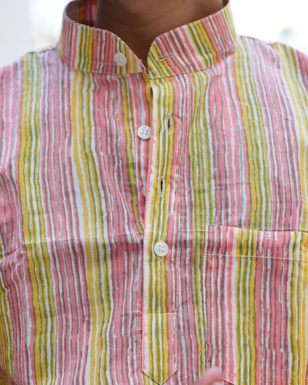 Gulrang - Pastel stripe short kurta for men