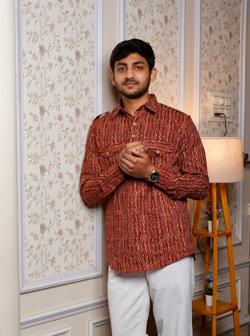 Shahenshah - maroon pathani short kurta kurta for men