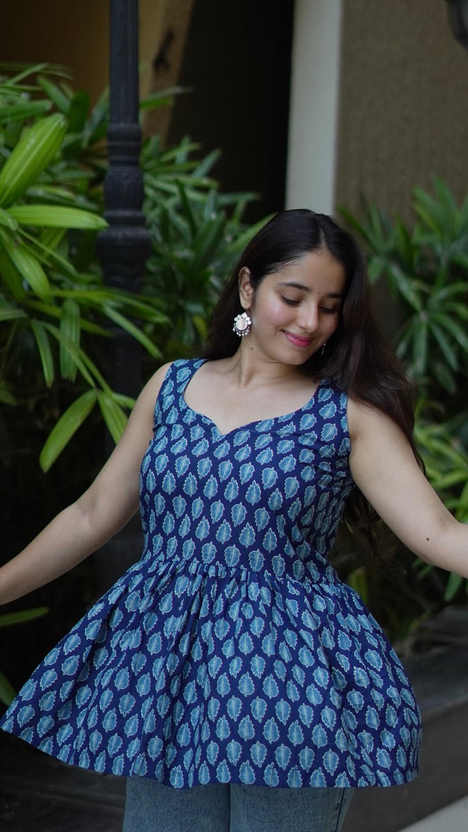 Peplum Sleeveless Cotton Kurti
