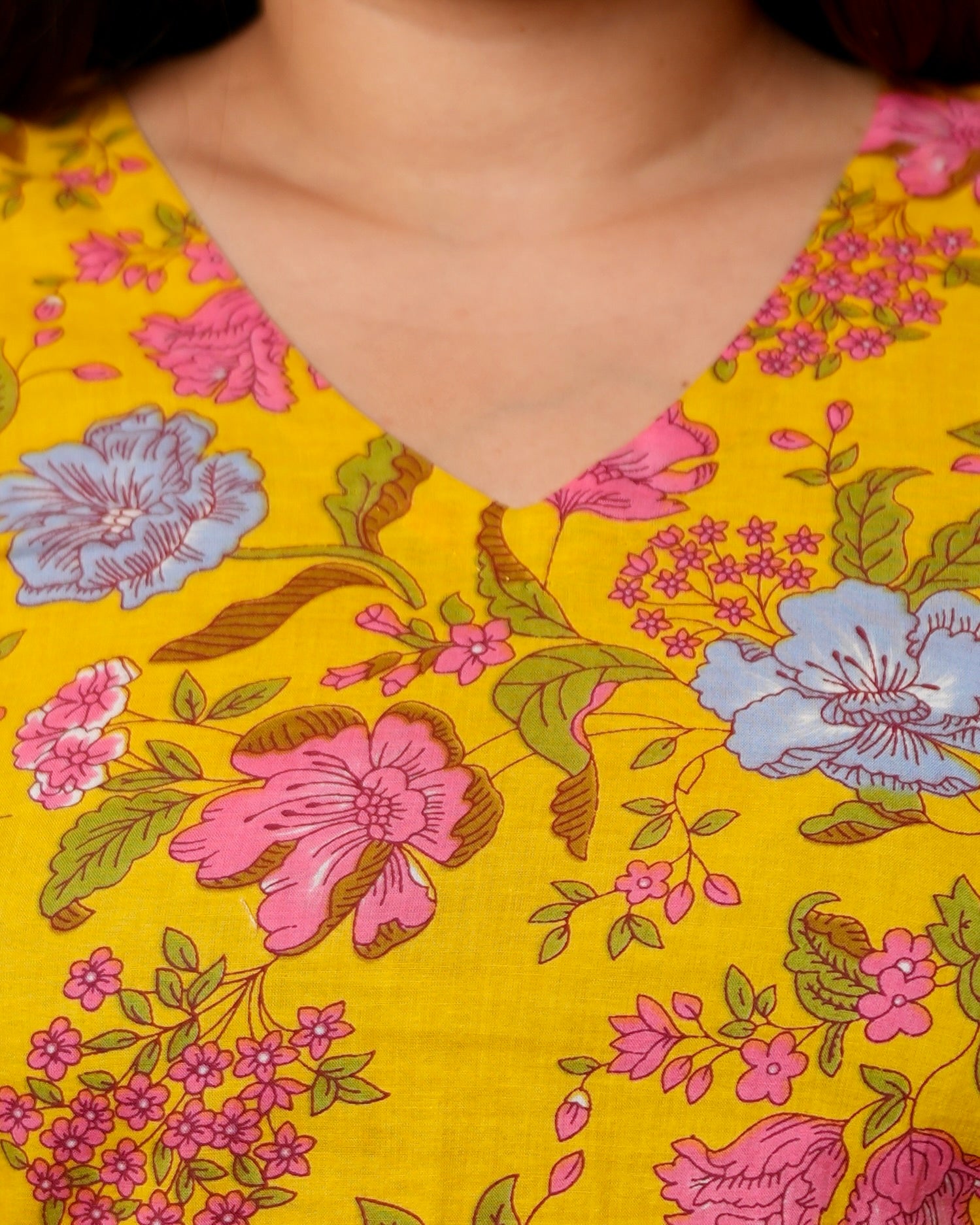 Basanti - Floral short kurti for women