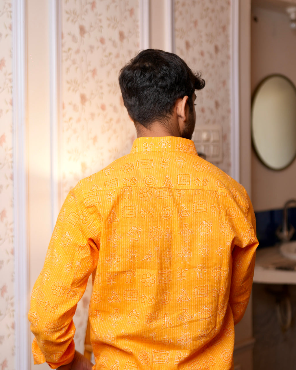 Utsav - Yellow festive short kurta for men