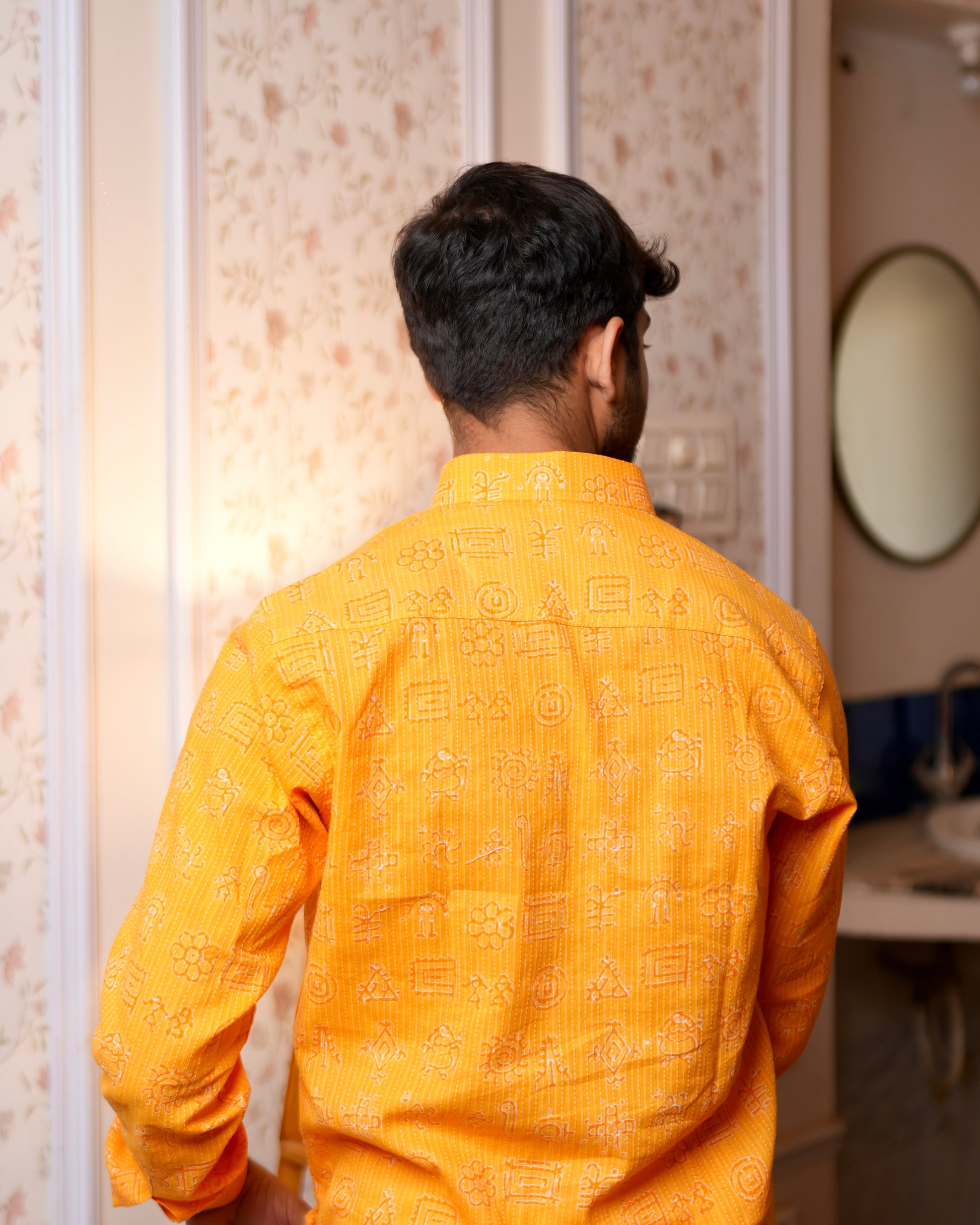 Utsav - Yellow festive short kurta for men