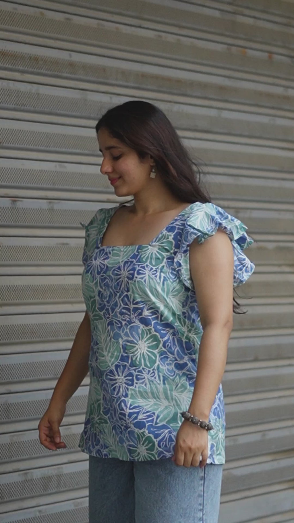 Ruffle Sleeve Cotton kurti